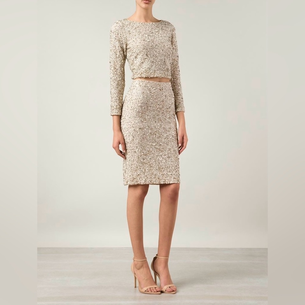 Alice + Olivia Lacey Beaded Top and Ramos Beaded Embellished Pencil Skirt